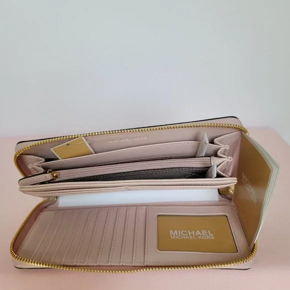 MICHAEL KORS Signature Logo Jet Set Travel Continental Wallet/Wristlet-P. Blush⭐